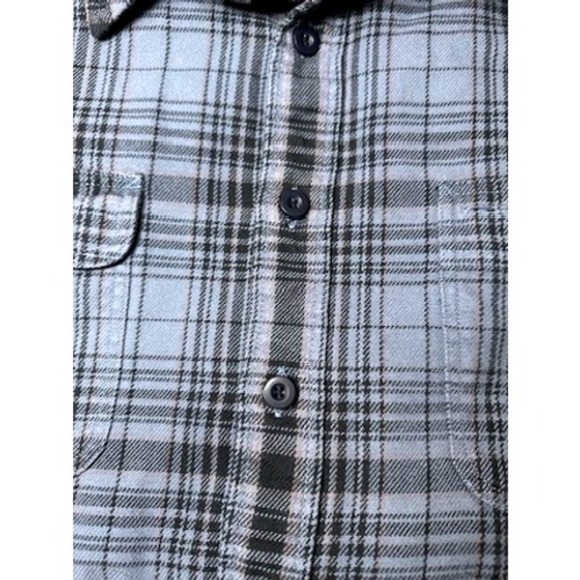 Eddie Bauer Mens Flannel Plaid Button Up Shirt Sz L Blue Plaid Outdoor Campfire - Picture 4 of 9